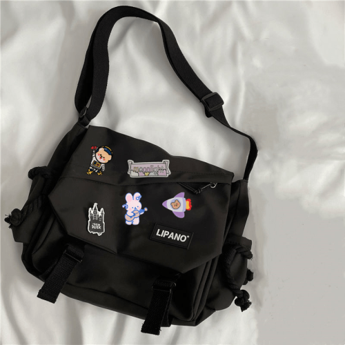 Kawaii Print Messenger Bag, Large Capacity Crossbody Bag, Release Buckle Shoulder Bag For Student