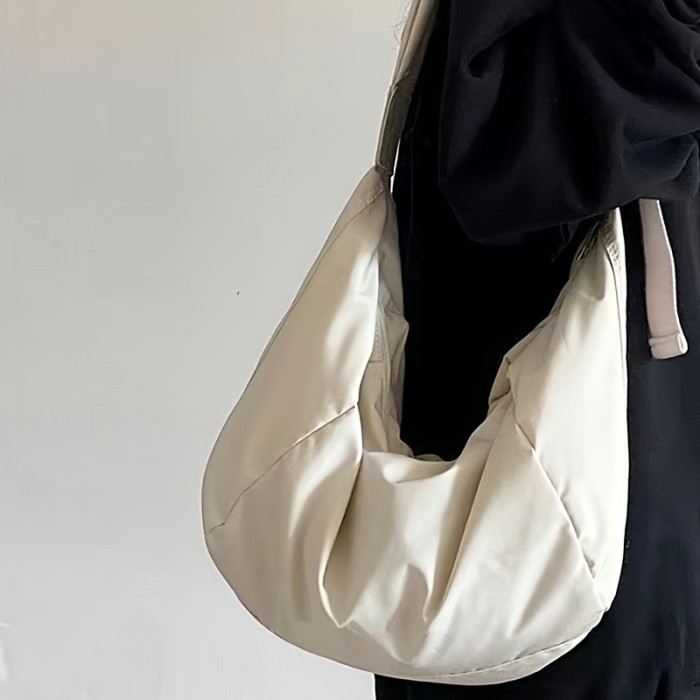 Simple Zipper Crossbody Hobo Bag, Canvas Lightweight Messenger Bag, Casual Fashion Versatile Shoulder Bag