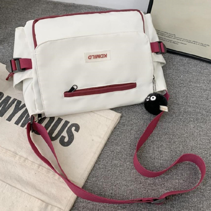 Men's Harajuku Shoulder Bags Waterproof Canvas Crossbody Bags Teen Boys School Messenger Bag