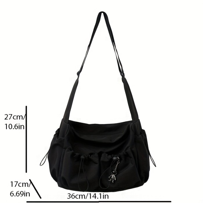 Kpop Nylon Crossbody Bag, Multi Pockets Shoulder Bag, Casual Messenger Bag For School Travel