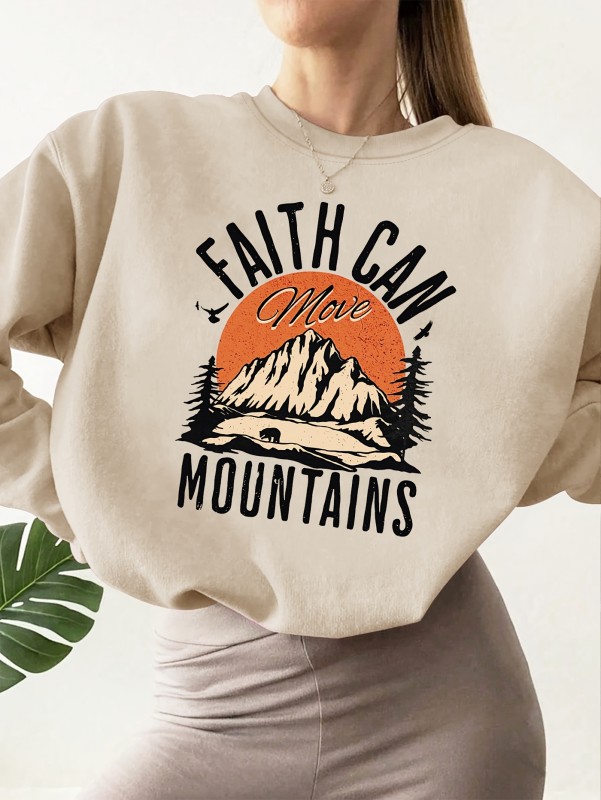 Graphic Print Sweatshirt, Crew Neck Casual Sweatshirt For Fall & Spring, Women's Clothing