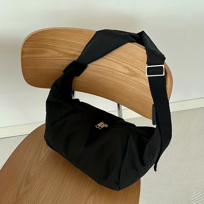 Simple Zipper Crossbody Hobo Bag, Canvas Lightweight Messenger Bag, Casual Fashion Versatile Shoulder Bag