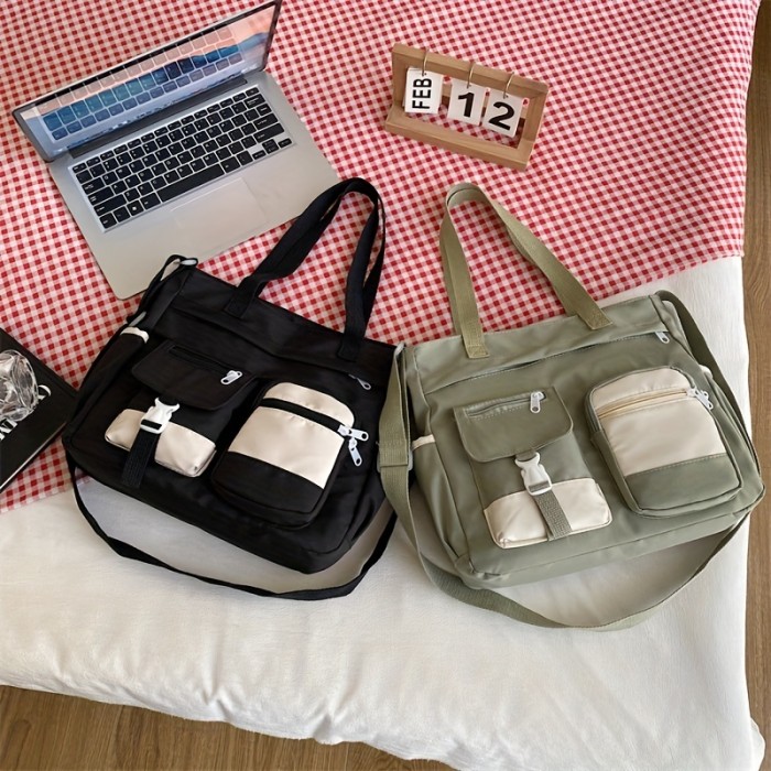 Waterproof Large Capacity Shoulder Bag, Top Handle Portable Handbag, Simple Design Casual Crossbody Bag