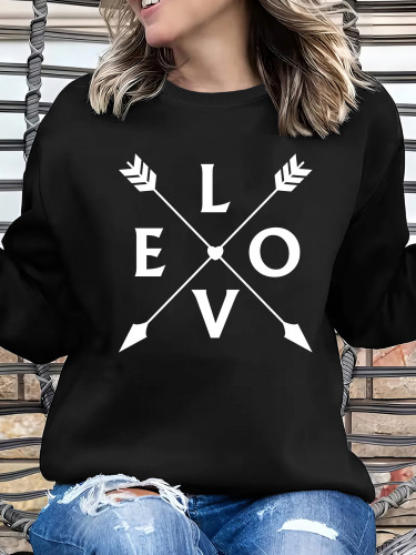 Valentine's Day Letter Print Sweatshirt, Crew Neck Casual Sweatshirt For Fall & Spring, Women's Clothing