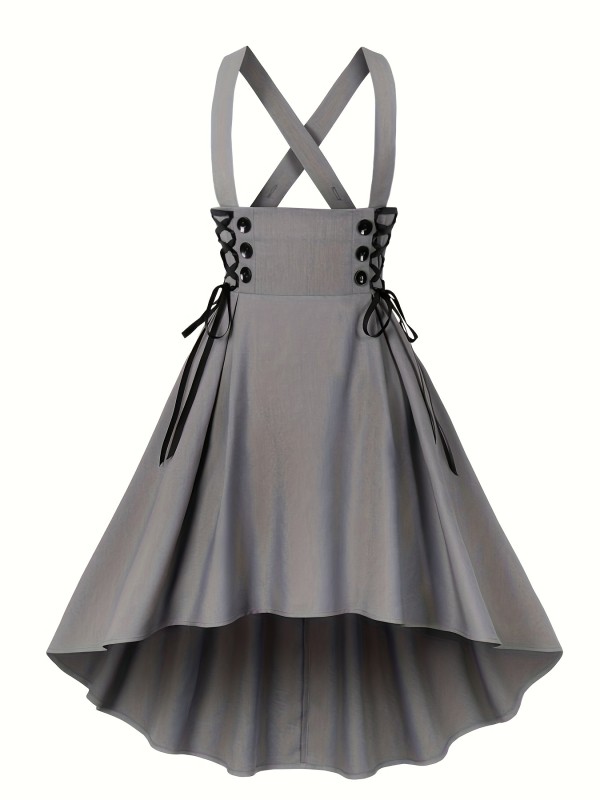 Criss Cross Strap Back A-line Dress, Zipper Elegant Sleeveless Dress For Spring & Summer, Women's Clothing