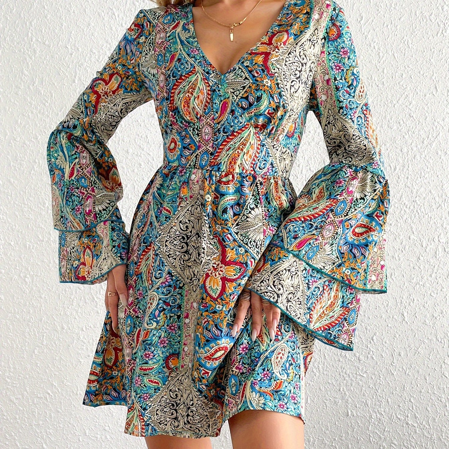 40’s Paisley Print Pleated Bottom Dress main image 0