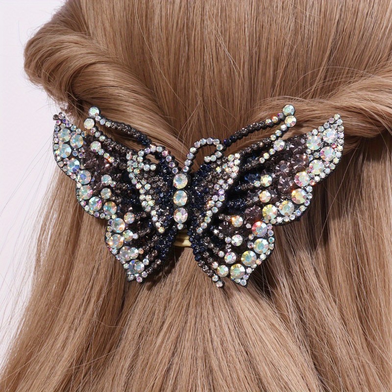Rhinestone Butterfly Hair Clip Baroque Fashion Alligator Clip Hair Barrette Elegant Hair Slides Clip Non Slip Hair Decoration For Women Girls