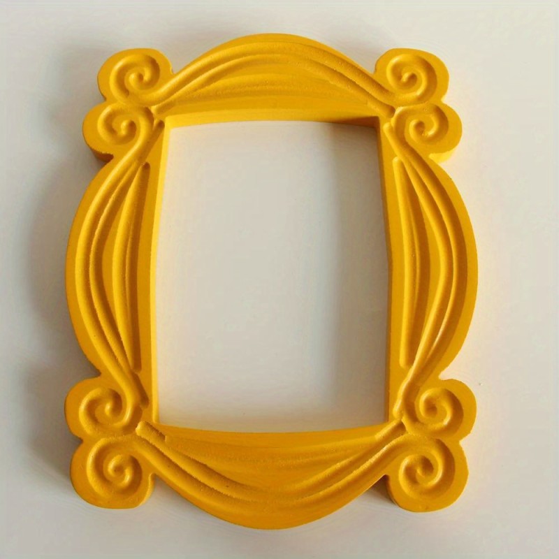 1pc Retro Yellow Photo Frame, Handmade Monica Door Frame, Wood Yellow Photo Frames