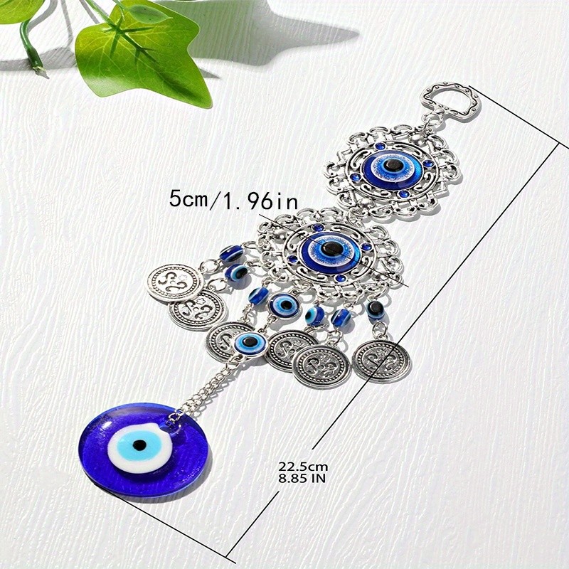 1pc, Turkish Nazar Evil Eye Wall Hanging and Car Mirror Accessory - Handmade Metal Amulet for Protection and Good Luck