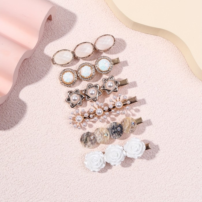 6pcs\u002F Set Hair Clips Fashion Cute Hair Pin Elegant Hair Slides Clip Non Slip Hair Decoration Vacation Travel Accessory For Women Girls