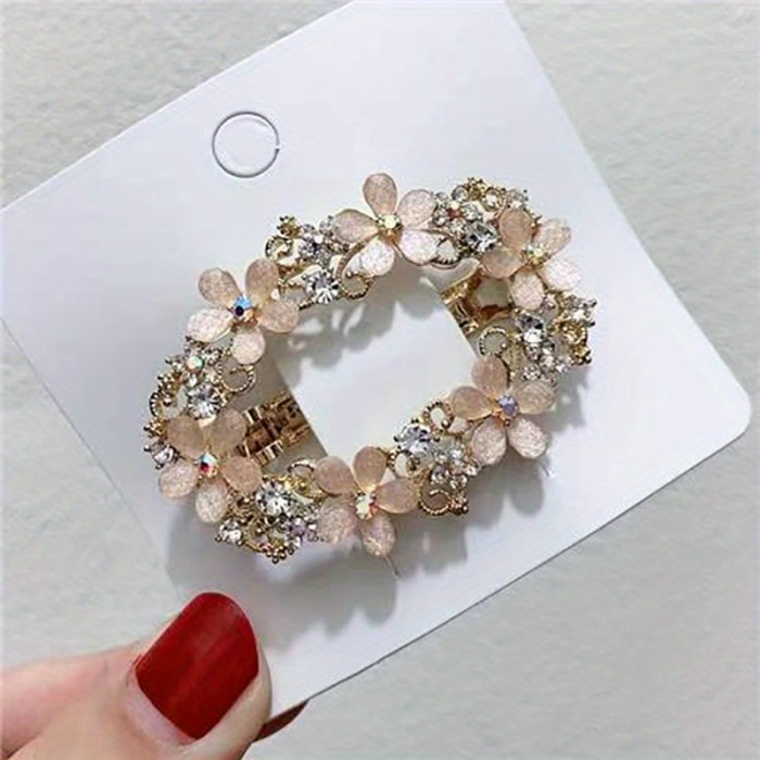 Elegant Flower-Shaped Vintage Barrette Hair Clip for Women and Girls - Perfect for Ponytails and Braids