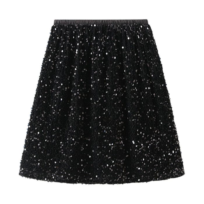 Women Sequins Skirt Dance Party A Line High Waisted Paillette  Sexy Fashion Slim Short Skirts