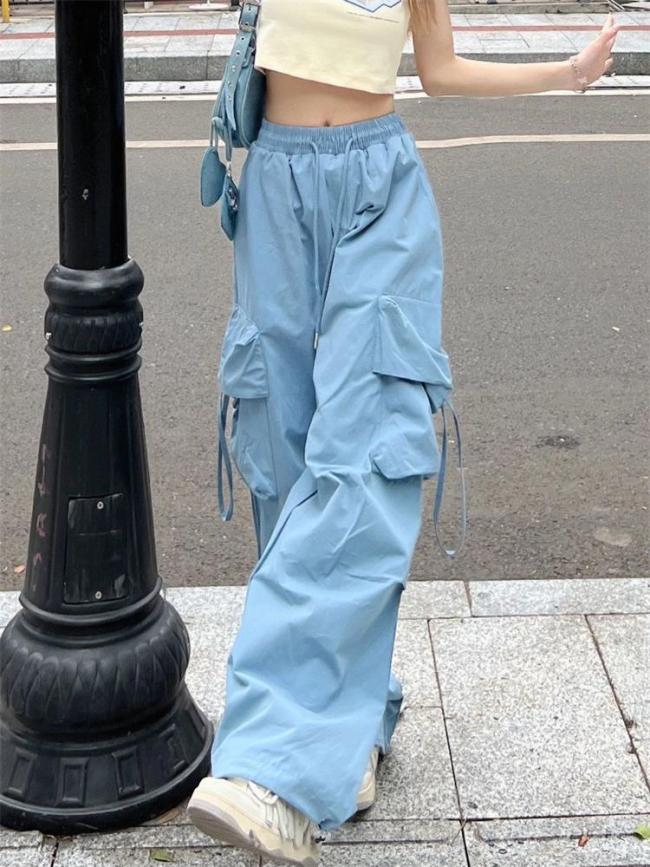 Y2k Cargo Pants Women Streetwear Casual Wide Leg Pants Harajuku Vintage Solid Baggy Straight Trousers Ladies Oversize Sweatpants