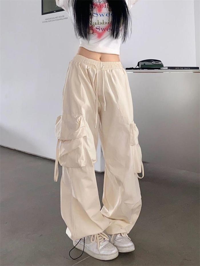 Y2k Cargo Pants Women Streetwear Casual Wide Leg Pants Harajuku Vintage Solid Baggy Straight Trousers Ladies Oversize Sweatpants