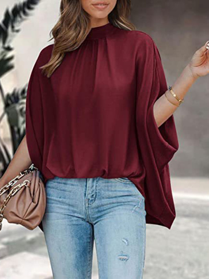 Women's Blouse Elegant Short Sleeve Loose Fashion O-neck  Top Casual Chiffon Blouses