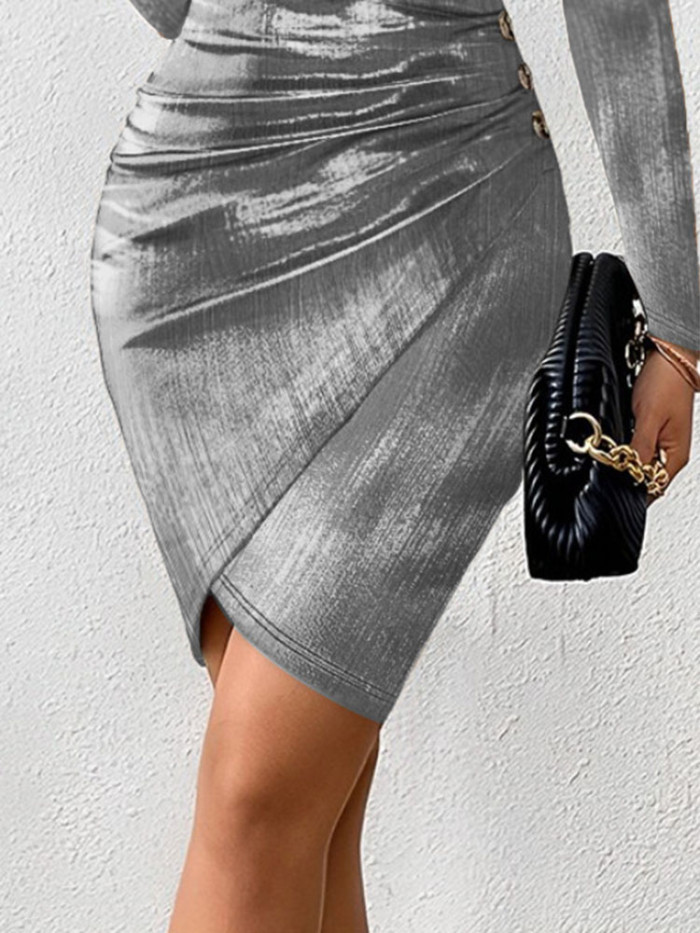 Women's Party  Sexy Slim Bag Hip Fashion Deep V-neck Slit Black Mini Beach