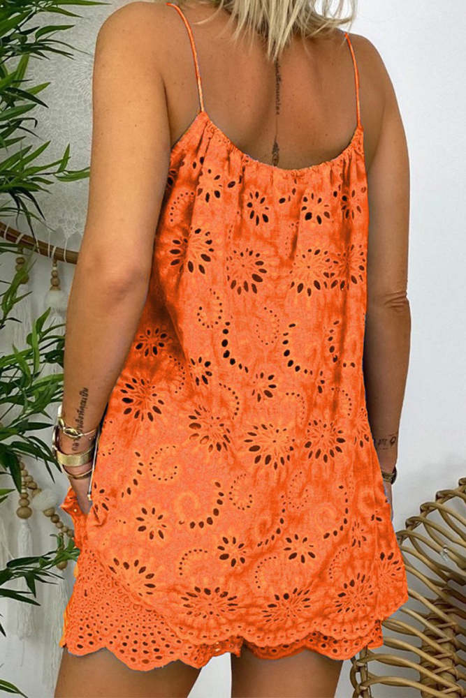 Casual Solid Lace Pocket V Neck Sleeveless Two Pieces