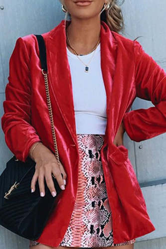 Solid Buttons Turndown Collar Outerwear