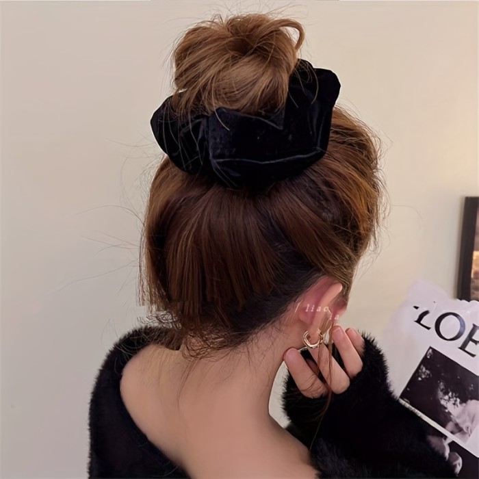 4pcs Velvet Scrunchie Hair Tie for Girls and Women - Large Elastic Ponytail Holder