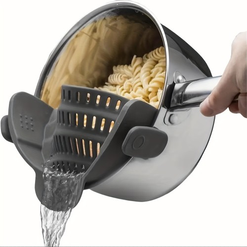 1pc, Adjustable Silicone Clip On Pot Strainer - Handheld Drainer