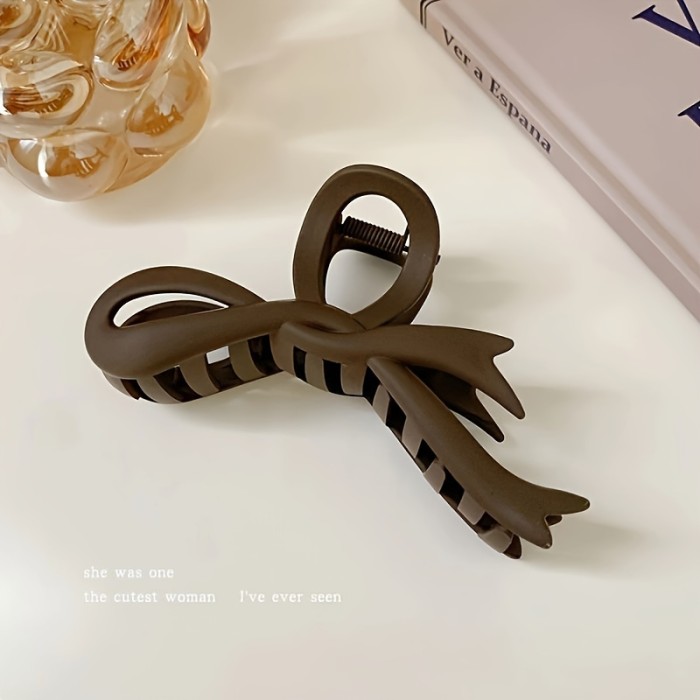 1\u002F4pcs, Elegant Large Hair Grip with Ribbon Bow Design - Matte Hair Clip for Women and Girls - Daily Party and Outdoor Decor - Gift and Photo Props Hair Accessories