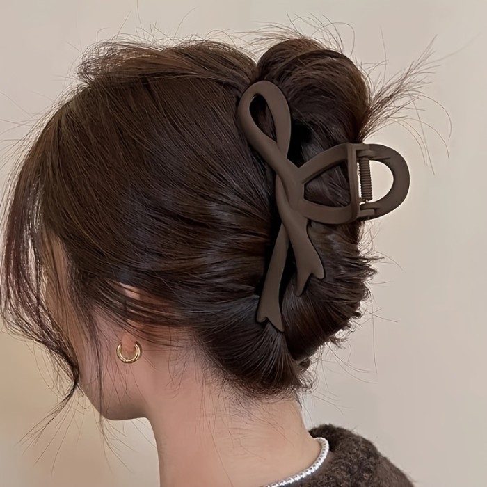 1\u002F4pcs, Elegant Large Hair Grip with Ribbon Bow Design - Matte Hair Clip for Women and Girls - Daily Party and Outdoor Decor - Gift and Photo Props Hair Accessories