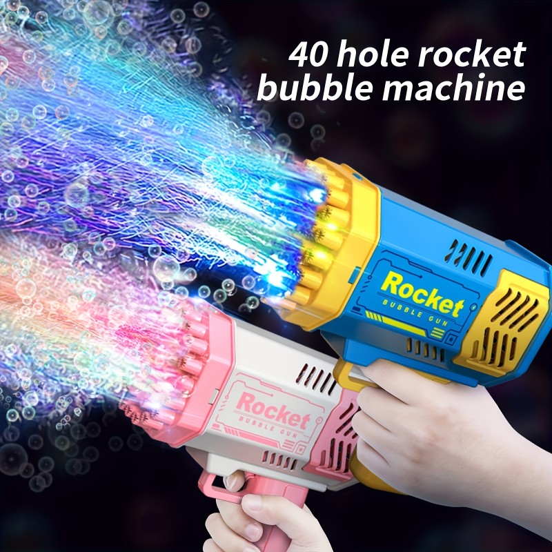 one pack Electric Automatic Bubble Gun with LED Light for Kids - Portable Rocket Launcher for Parties and Gifts