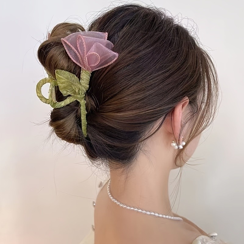 Elegant Tulip Flower Hair Claw Clip - Strong Hold Grip for Thick Hair - Non-Slip Hair Accessory - Stylish and Secure Hair Clip for Thick Hair Types