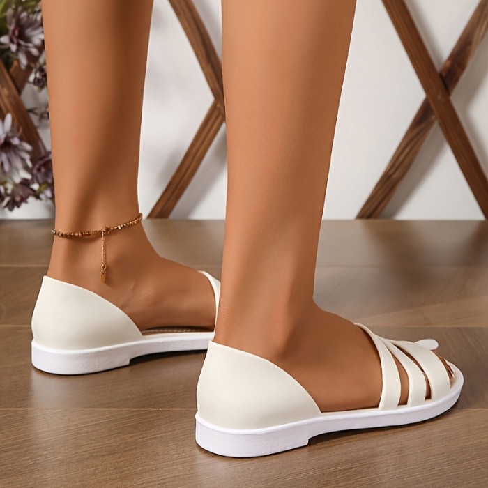 Women's Lightweight Slip On Flat Sandals - Casual Open Toe Summer Outdoor Beach Shoes