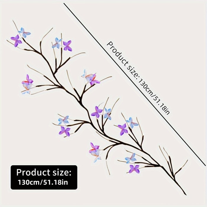 1pc Willow Vine Lamp Room Decoration, 1.3 Meters\u002F4.26 Feet USB Plug Butterfly Holiday Decoration Indoor And Outdoor Waterproof Wall Lamp Artificial Plant Branches Valentine's Day Holiday Decoration Magic Fairy Lamp Fireplace Decoration For Hotel