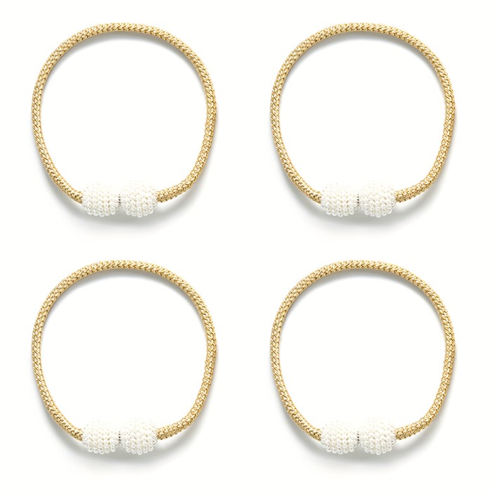 4pcs Faux Pearl Magnetic Curtain Tiebacks - Decorative Home Curtain Buckle for Bedroom and Living Room Decor