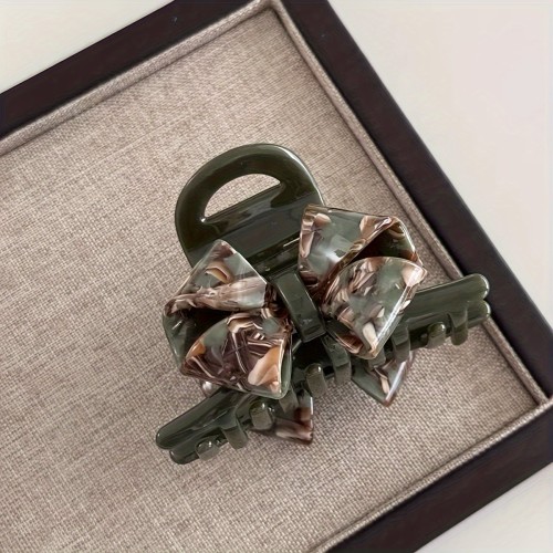 Double Sided Bow Shark Clip Medium Acetate Grab Clip Vintage Elegant Style Back Head Strong Hold Hair Claw Clip For Women Girls
