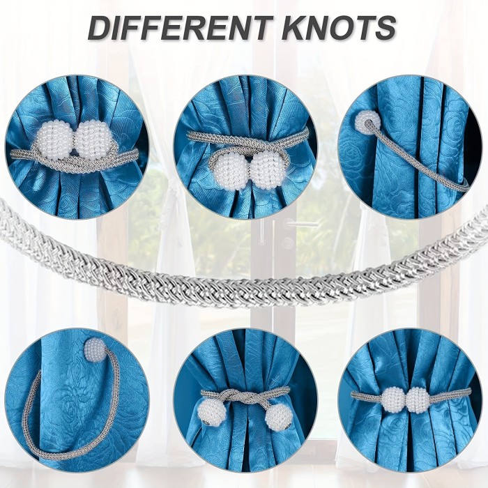 4pcs Faux Pearl Magnetic Curtain Tiebacks - Decorative Home Curtain Buckle for Bedroom and Living Room Decor
