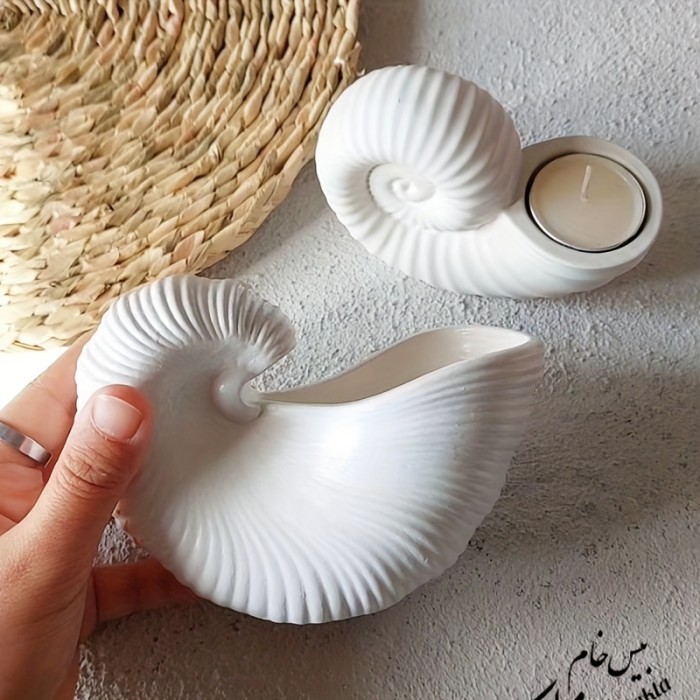 1pc Sea Shell Resin Mold for Candle Jar and Storage Box - Silicone Mould for Home Decor and Succulent Planting