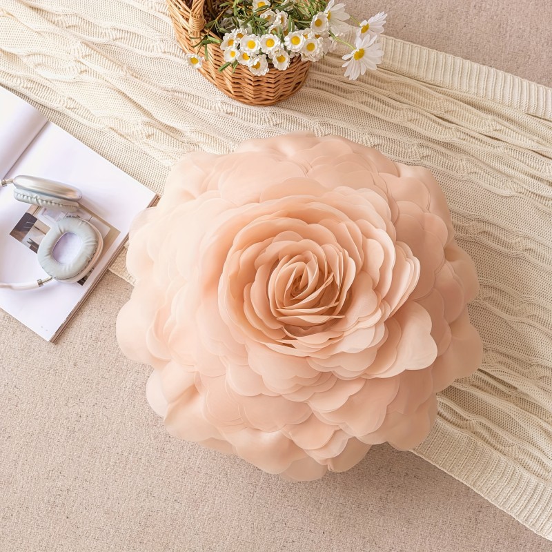 Princess Style 3D Three-dimensional Tulle Large Flower Fashion Throw Pillow Case