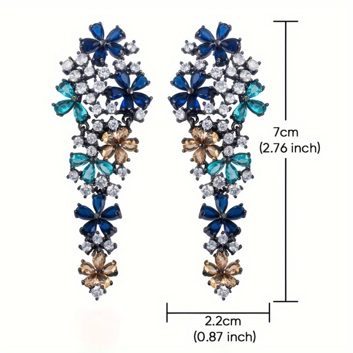 Elegant Flower Design Dangle Earrings with Sparkling Zirconia - Perfect for Daily Outfits, Parties, and Gifts