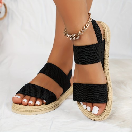 Women's Summer Casual Sandals, Double Straps Slip-On Comfortable Flatform Shoes, Non-Slip Beach Shoes