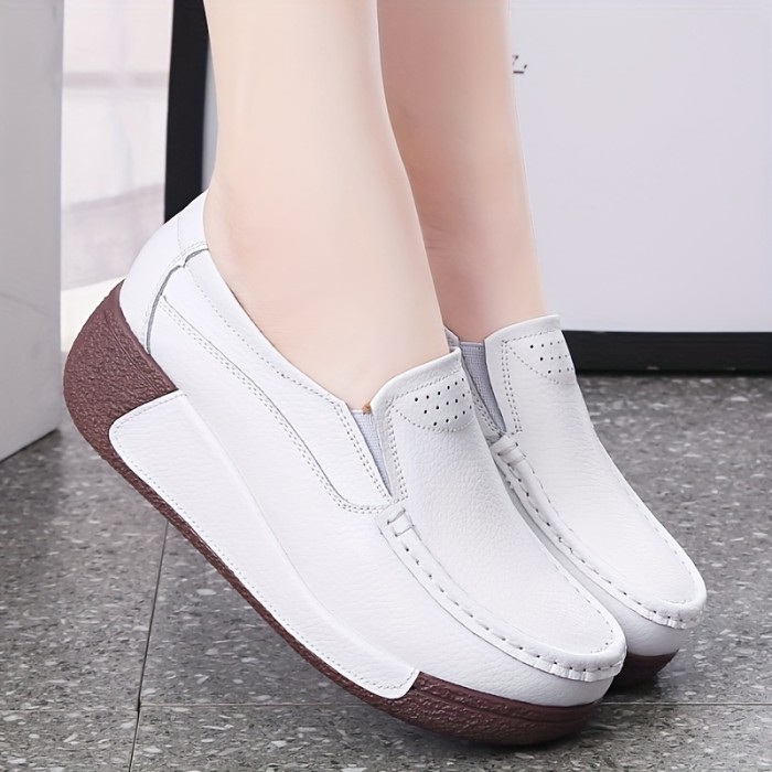 Women's Simple Flat Loafers, Casual Slip On Platform Loafers, Lightweight & Comfortable Shoes