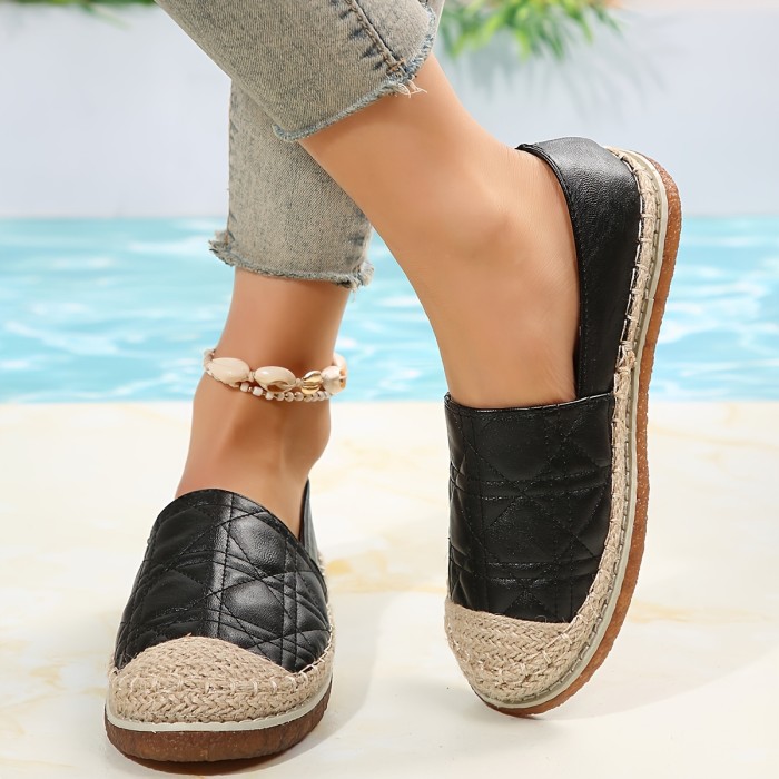 Women's Fashion Espadrilles Slip-On Loafers, Casual Flats Comfortable Rope Sole Shoes, Versatile Footwear For Daily Wear