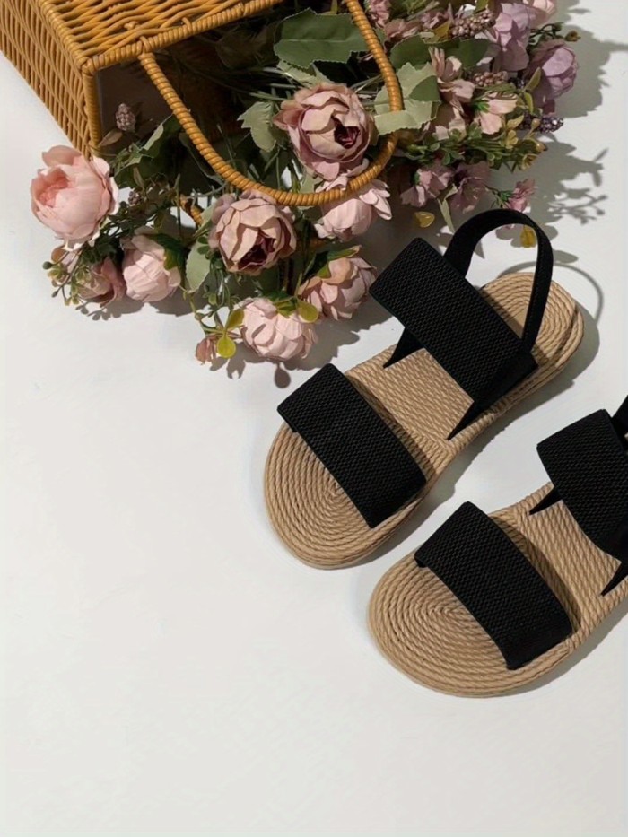 Women's Summer Casual Sandals, Double Straps Slip-On Comfortable Flatform Shoes, Non-Slip Beach Shoes