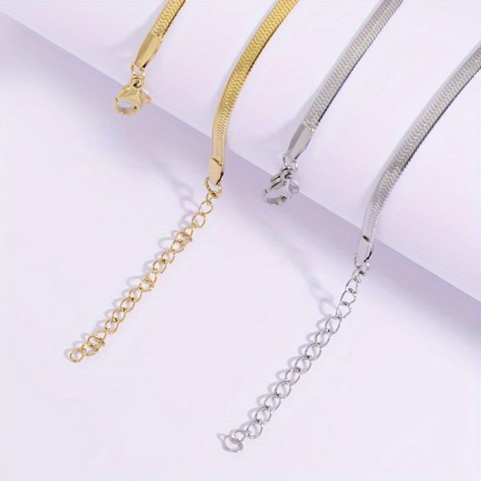 Never Fade Stainless Steel Blade Chain Clavicle Chain Unisex Flat Snake Chain Chain Stainless Steel Couple Chain Extension Chain