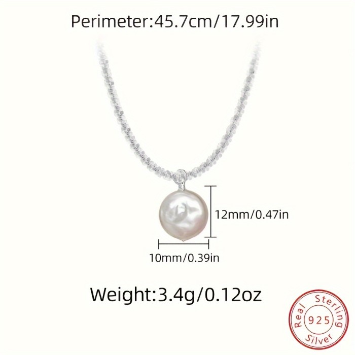 925 Sterling Silver Baroque Pearl Necklace - Retro Luxury White Freshwater Pearl Jewelry for Women - Perfect Party or Birthday Gift