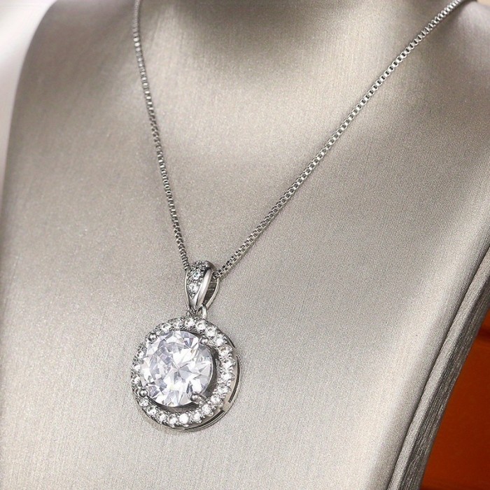 Elegant 925 Silver Plated Zircon Necklace for Women - Perfect for Wedding and Parties