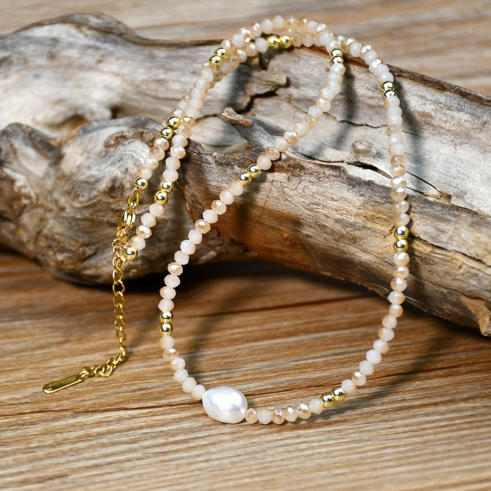 Boho Style Adjustable Freshwater Pearl Beaded Necklace - Everyday Jewelry Gift