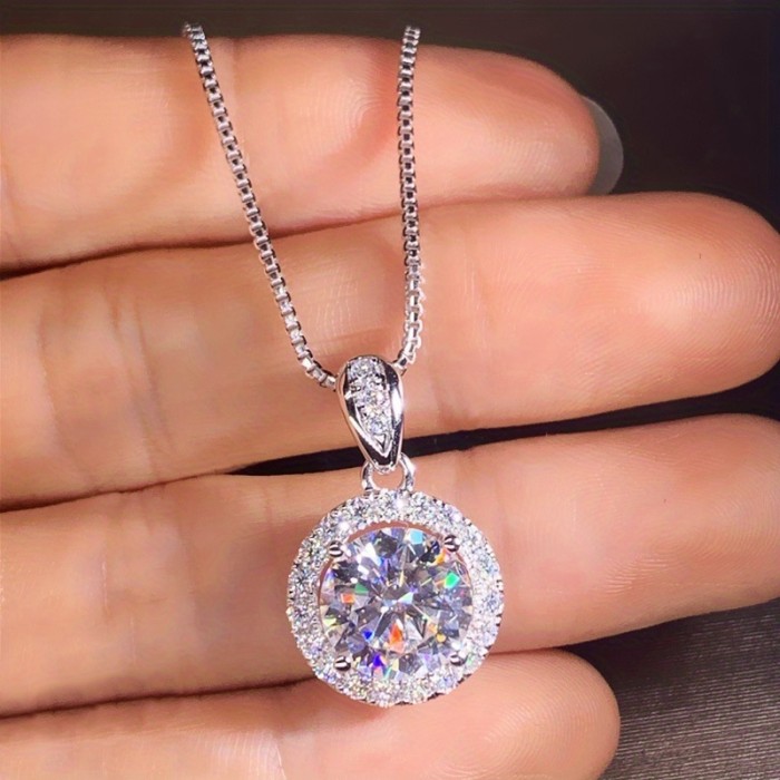 Elegant 925 Silver Plated Zircon Necklace for Women - Perfect for Wedding and Parties