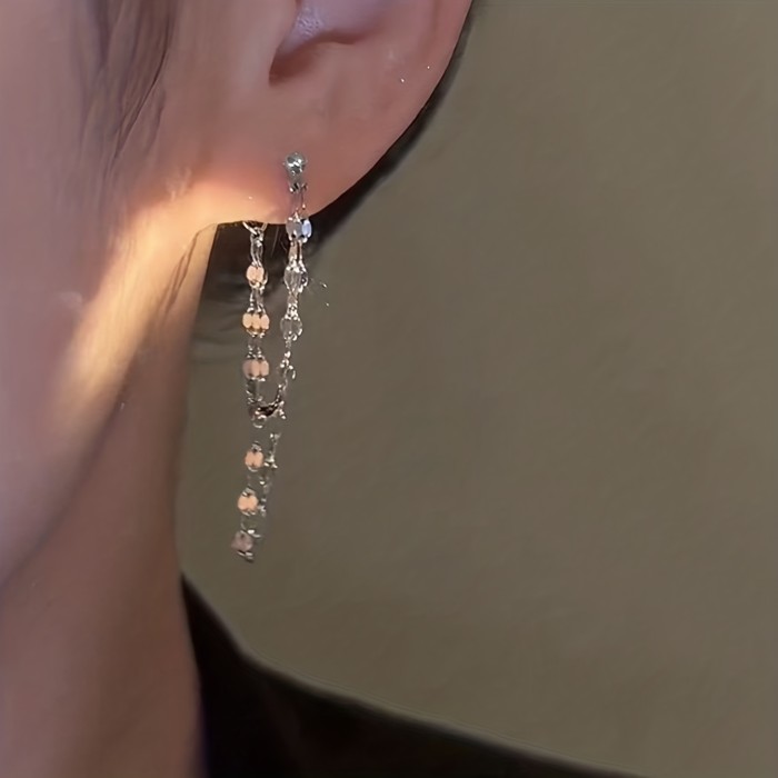 Elegant Chain Tassel Dangle Earrings - Trendy Zinc Alloy Jewelry for Women - Perfect Party Gift