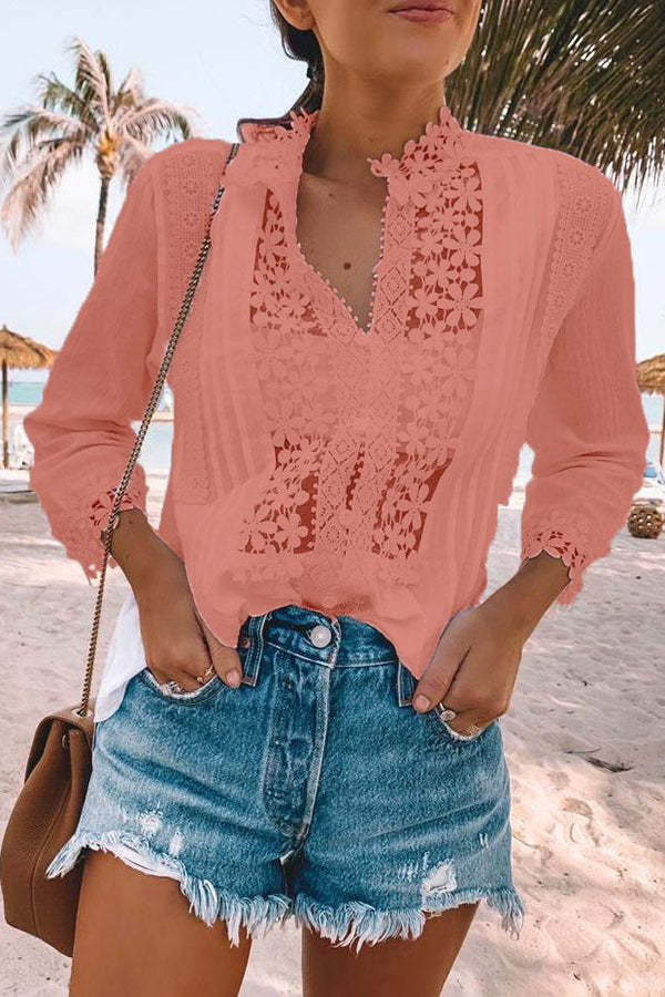 Perfect Light and Airy Feel Lace Detail Top