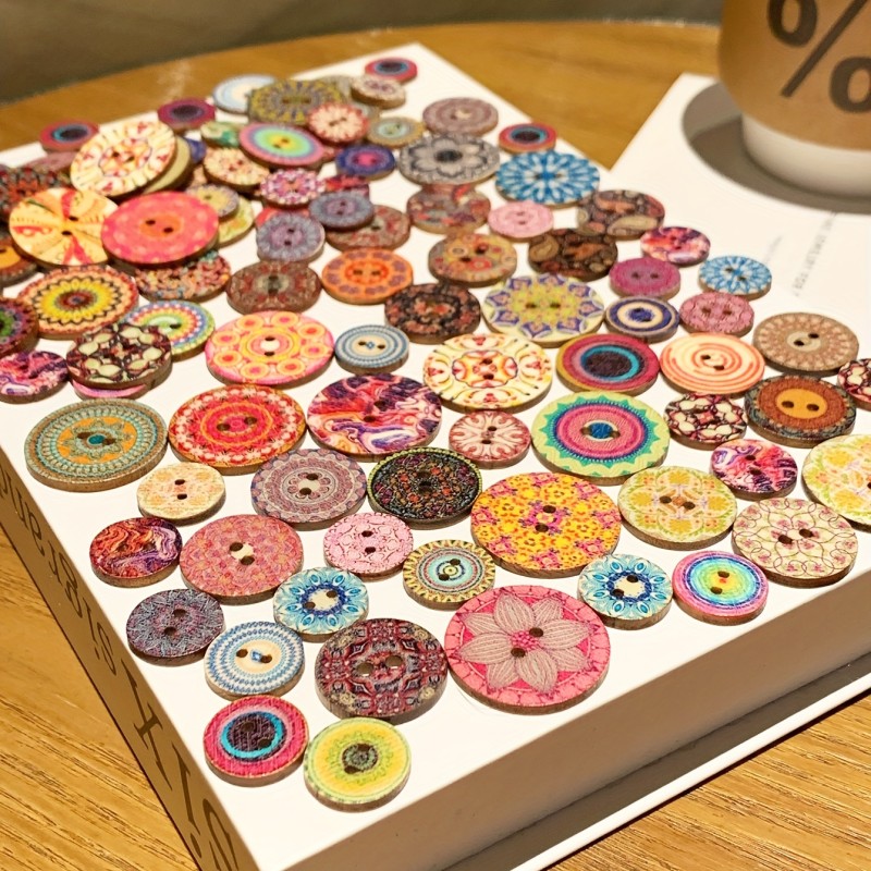 100pcs, Round Vintage Buttons: Add A Touch Of Elegance To Your Crafting Projects, Embroidery Applique Iron On Heat Patches For Jackets, Sew On Patches For Clothing Backpacks Jeans T-shirt
