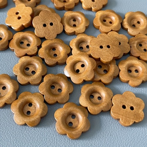 5/10/20pcs Handmade 2cm/0.78   Brown Natural Flower Wooden Craft Buttons