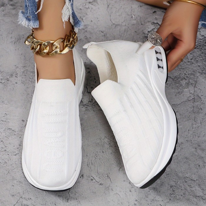Women's Fashion Comfortable Air Cushion Sneakers, Casual Slip On Outdoor Shoes, Comfortable Low Top Sport Shoes
